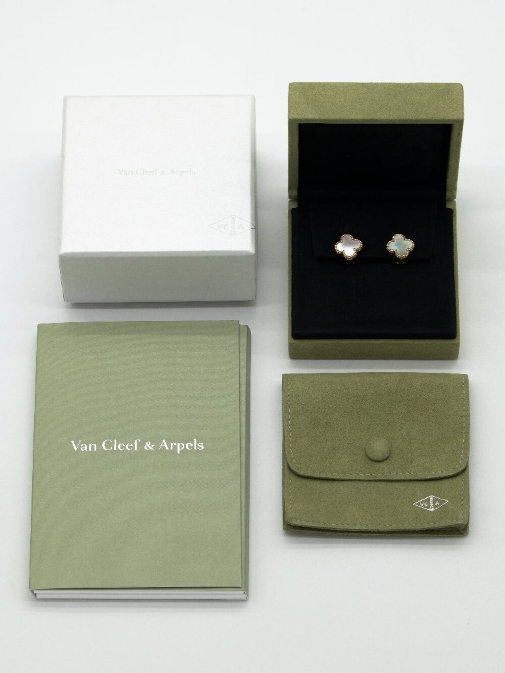 Van Cleef & Arpels Mother of Pearl Vintage Alhambra Earrings 18K Yellow Gold